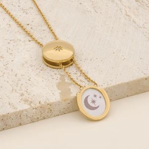 WANDERLUST + CO Falling Star Heirloom Gold Locket Necklace - NWT